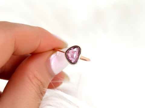 1.28ct Ready to Ship Donatella Pebble 14kt Rose Magenta Pink Sapphire Ring,Unique Sapphire Ring,Bezel Set Ring,Minimalist Ring,Dainty Ring