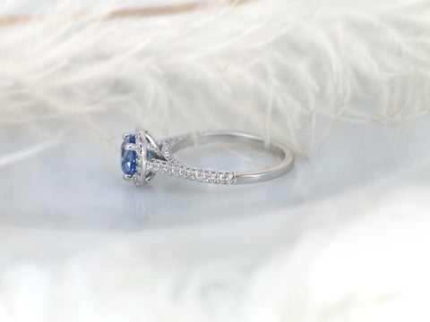 1.74ct Ready to Ship Bonnie 14kt Cornflower Blue Sapphire Art Deco Cushion Halo Ring,Unique Sapphire Ring,Anniversary Gift,September Gift