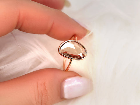 2.80ct Ready to Ship Donatella Pebble 14kt Rose Gold Rose Blush Sapphire Ring,Unique Sapphire Ring,Bezel Set Ring,Minimalist Ring,Me Ring