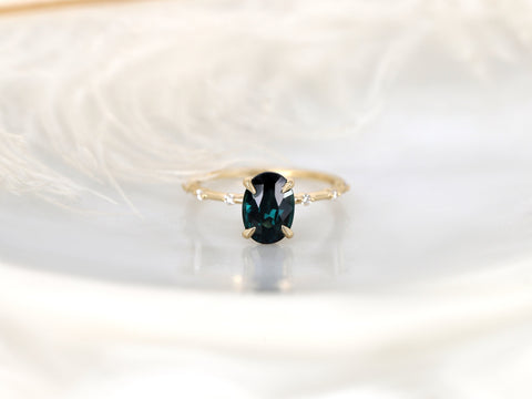 1.89ct Ready to Ship Alix 14kt Ocean Teal Sapphire Diamond Dainty Oval Solitaire Ring,Unique Sapphire Ring,Anniversary Ring,Gift For Her