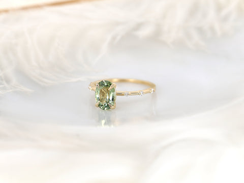 1.87ct Ready to Ship Alix 14kt Lime Teal Sapphire Diamond Oval Solitaire Ring,Unique Sapphire Ring,Anniversary Ring,Dainty Sapphire Ring