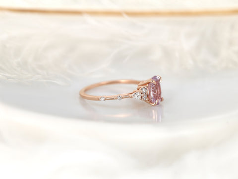 1.80ct Ready to Ship Aspen 14kt Peach Champagne Sapphire Oval Cluster Ring,Unique Sapphire Ring,September Birthstone,Anniversary Ring