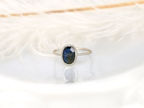 1.68ct Ready to Ship Donatella Oval 14kt White Gold Midnight Blue Sapphire Ring,Unique Sapphire Ring,Oval Cut Ring,Oval Engagement Ring