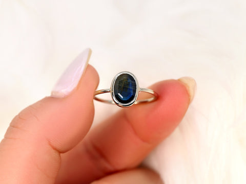 1.68ct Ready to Ship Donatella Oval 14kt White Gold Midnight Blue Sapphire Ring,Unique Sapphire Ring,Oval Cut Ring,Oval Engagement Ring