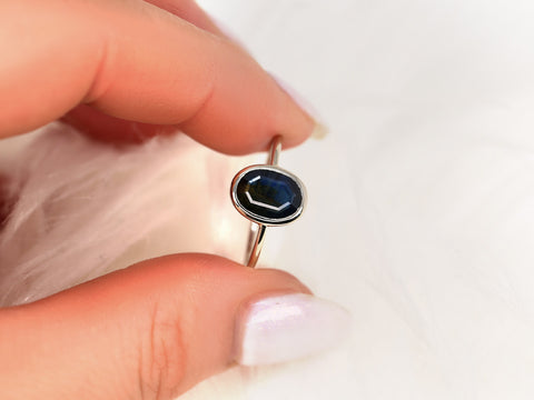 1.68ct Ready to Ship Donatella Oval 14kt White Gold Midnight Blue Sapphire Ring,Unique Sapphire Ring,Oval Cut Ring,Oval Engagement Ring