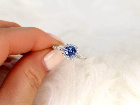 1.74ct Ready to Ship Bonnie 14kt Cornflower Blue Sapphire Art Deco Cushion Halo Ring,Unique Sapphire Ring,Anniversary Gift,September Gift