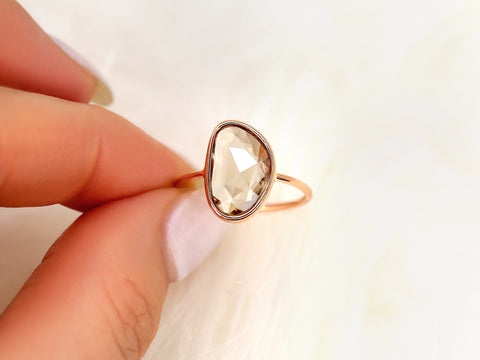 2.80ct Ready to Ship Donatella Pebble 14kt Rose Gold Rose Blush Sapphire Ring,Unique Sapphire Ring,Bezel Set Ring,Minimalist Ring,Me Ring