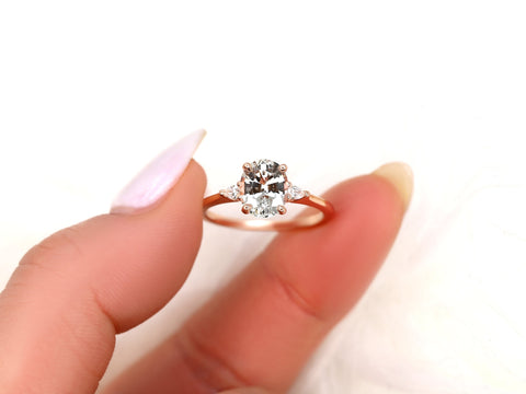 1.95ct Ready to Ship Petite Emery 14kt Rose Gold Blush Peach Sapphire Diamond Three Stone Ring,Sapphire Ring,Anniversary Ring,Trilogy Ring