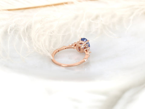 2.08ct Ready to Ship Aspen 14kt Rose Gold Lavender Cornflower Sapphire Diamond Oval Cluster Ring,Dainty Art Deco Oval Ring,Unique Ring