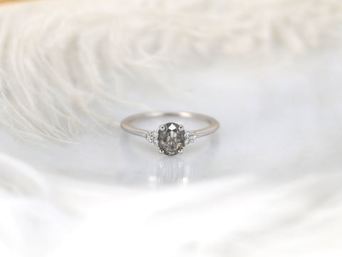 0.57ct Ready to Ship Juniper 14kt White Gold Salt Pepper Diamond Cluster Ring,Unique Diamond Ring,Raw Diamond Ring,Unique Engagement Ring