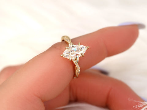 1.75ct Petite Tula 12x6mm 14kt Gold Moissanite Diamond Crossover Marquise Cut Ring,Twisted Marquise Ring,Unique Marquise Solitaire Ring