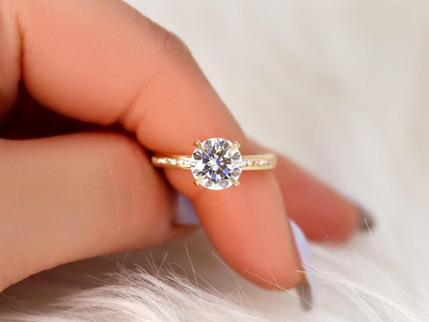 2ct Giada 8mm 14kt Gold Moissanite Diamond Round Solitaire Ring,Round Cut Ring,Channel Set Engagement Ring,Anniversary Ring,Round Engagement