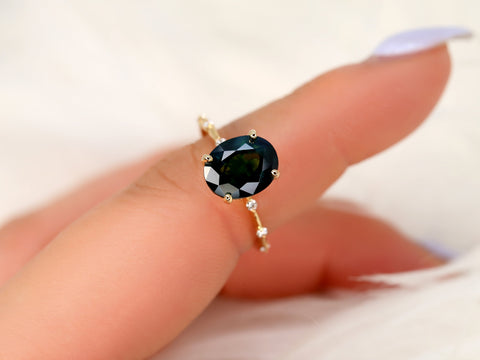 3.38ct Ready to Ship Asher 14kt Gold RichTeal Blue Sapphire Hidden Halo Ring,Oval Sapphire Ring,Oval Sapphire Engagement Ring,Oval Solitaire