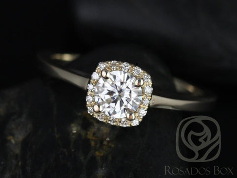 0.50ct Bella 5mm 14kt Moissanite Diamonds Cushion Halo Ring