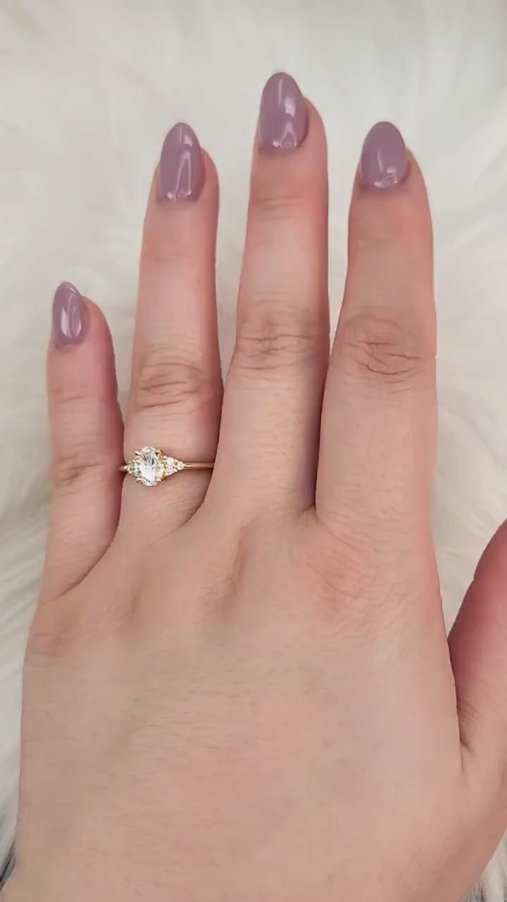 0.72ct Ready to Ship Juniper 14kt Diamond Oval Cluster Ring,Oval Engagement Ring,Diamond Cluster Ring,Oval Cut Ring,Art Deco Diamond Ring