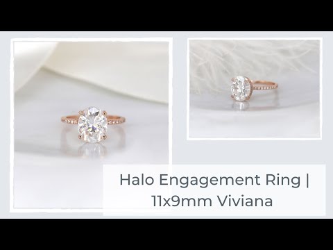 4.20ct EXTRA LOW Viviana 11x9mm 14kt Moissanite Diamond Oval Hidden Halo Ring