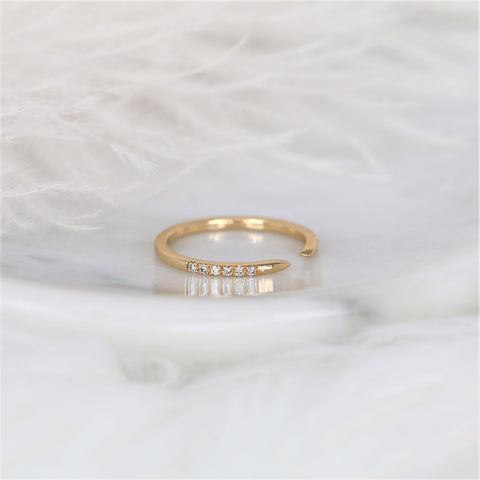 Arlo 14kt Gold Pave Diamond Minimalist Talon Open Cuff Ring - Rosados Box