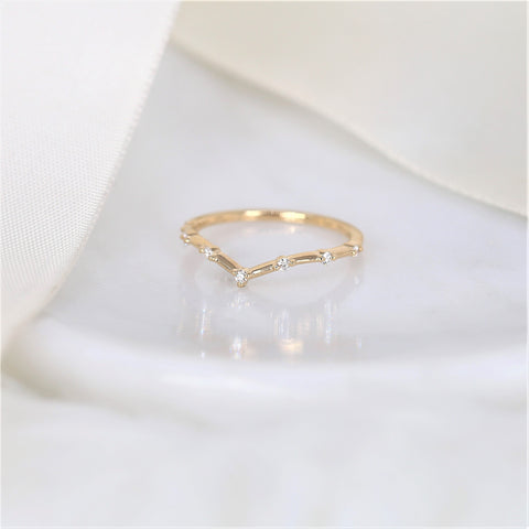 Constellation 14kt Gold Single Prong Diamond Chevron Ring - Rosados Box