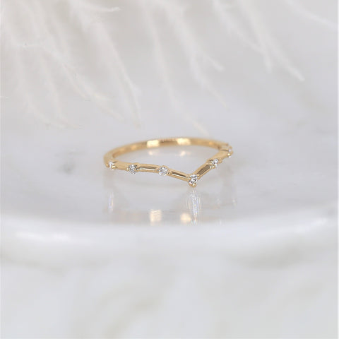 Constellation 14kt Gold Single Prong Diamond Chevron Ring - Rosados Box