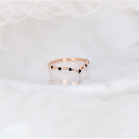 Constellation 14kt Rose Gold Black Diamond Chevron Ring - Rosados Box