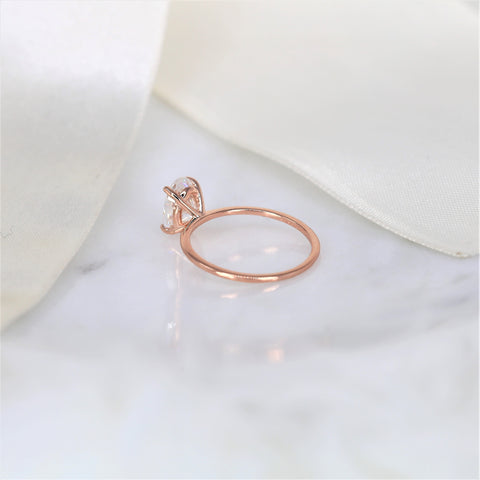 2ct Layla 9x6mm 14kt Rose Gold Moissanite Minimalist Oval Solitaire Ring