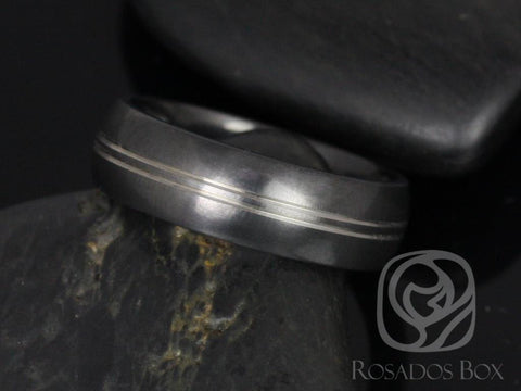 Rosados Box Burton 7mm Black Zirconium Double Striped Band - Rosados Box