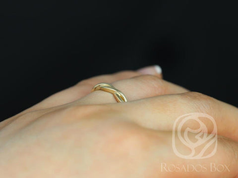 PLAIN Dusty 14kt Gold Braided Stacking Band,Overlapping Wedding Ring,Unique Wedding Ring,Twisted Band,Crossover Ring,Anniversary Gift