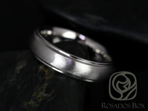 Matt 6mm Cobalt Half Round Raised Edge Duo Finish Band - Rosados Box