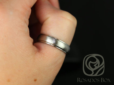 Matt 6mm Cobalt Half Round Raised Edge Duo Finish Band - Rosados Box