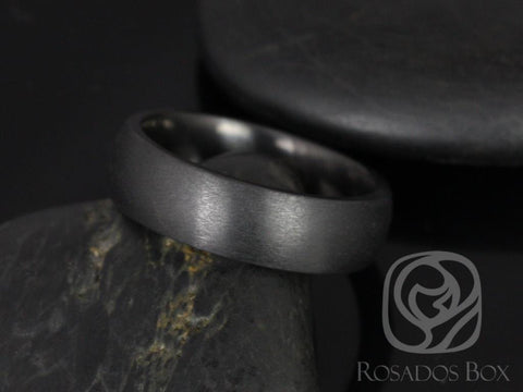 Mason 7mm Matte Black Zirconium Classic Plain Band - Rosados Box