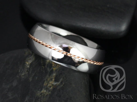 Rosados Box Darth 8mm 14kt Rose Gold & Cobalt Single Braided Band - Rosados Box