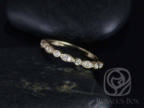 14kt Yellow Gold Ready to Ship Matching Band to Quinn Diamonds WITHOUT Milgrain Pave Art Deco HALFWAY Eternity Ring Ring - Rosados Box