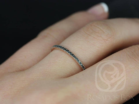 Ready to Ship Ninette (Size 5) 14kt WHITE Gold Black Diamond FULL Eternity Ring - Rosados Box