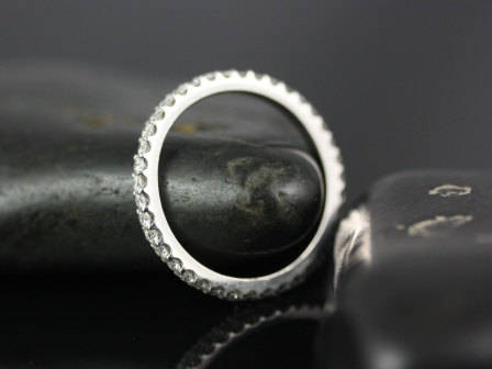 Ready to Ship Mohma (Size 6.5) 14kt White Gold Scalloped Diamonds FULL Eternity Ring - Rosados Box