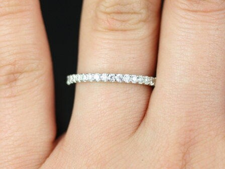 Ready to Ship Mohma (Size 6.5) 14kt White Gold Scalloped Diamonds FULL Eternity Ring - Rosados Box