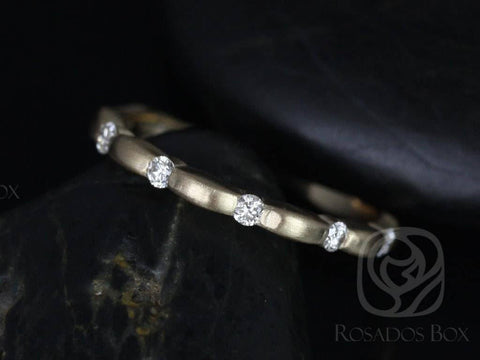 Ready to Ship Juno 14kt WHITE Gold Tension Bubble Diamond HALFWAY Eternity Ring - Rosados Box