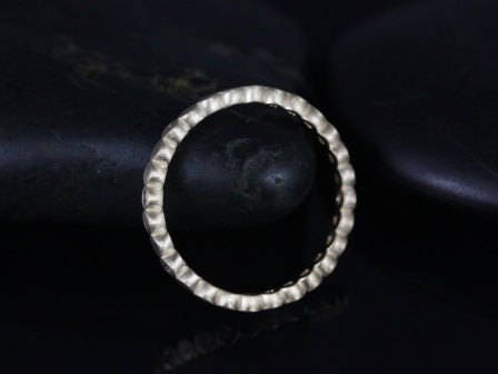 Rosados Box Ready to Ship Cookie 14kt Yellow Gold Satin Finished Burnished Disk Diamond HALFWAY Eternity Band - Rosados Box