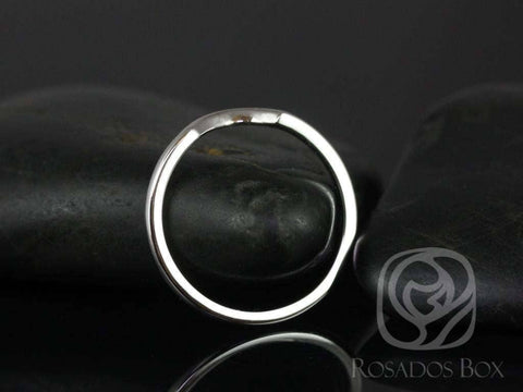 Ready to Ship 14kt White Gold Matching Band to Gloria 9x7mm Curved PLAIN Gold Wedding Ring - Rosados Box