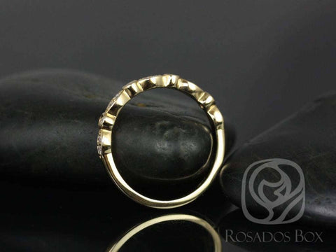 14kt Yellow Gold Ready to Ship Matching Band to Quinn Diamonds WITHOUT Milgrain Pave Art Deco HALFWAY Eternity Ring Ring - Rosados Box