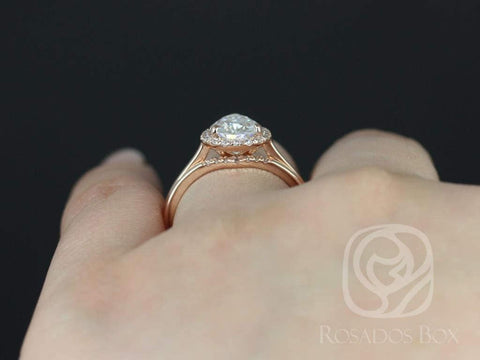 2ct Jorie 10x7mm & Momo Forever One Moissanite Diamonds Extra Low Pear Halo Bridal Set - Rosados Box