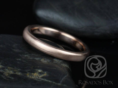 Ready to Ship Rosados Box Dax 3mm 14kt WHITE Gold Rounded Pipe Matte or High Finish Band - Rosados Box