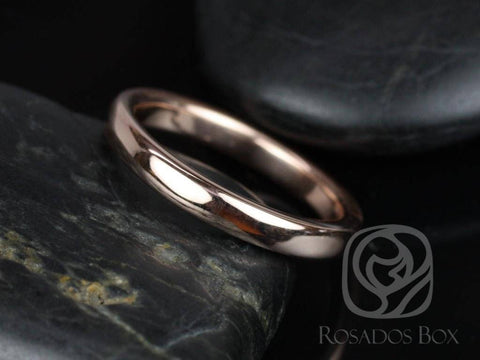 Dax 3mm 14kt Rose Gold Rounded Pipe Matte or High Finish Band (Chic Classics Collection)