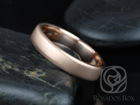 Dax 5mm 14kt Rose Gold Rounded Pipe Matte or High Finish Band - Rosados Box