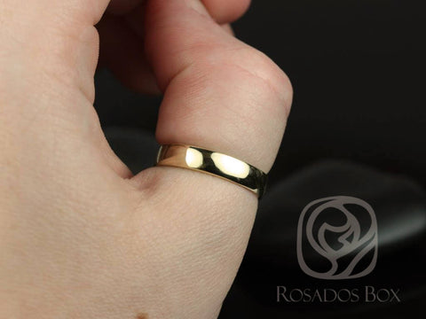 Rosados Box Steve 4mm 14kt Yellow Gold Oval Plain Non-Comfort Fit Matte or High Finish Band (Chic Classics Collection)