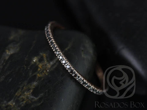 Ready to Ship Ninette (Size 5) 14kt WHITE Gold Black Diamond FULL Eternity Ring - Rosados Box