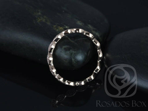 Ready to Ship Leah 14kt WHITE Gold Extra Low Leaves Diamond FULL Eternity Ring - Rosados Box