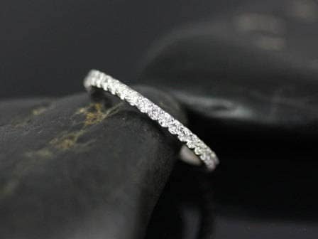 Ready to Ship Mohma (Size 6.5) 14kt White Gold Scalloped Diamonds FULL Eternity Ring - Rosados Box