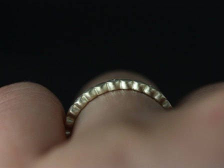 Rosados Box Ready to Ship Cookie 14kt Yellow Gold Satin Finished Burnished Disk Diamond HALFWAY Eternity Band - Rosados Box