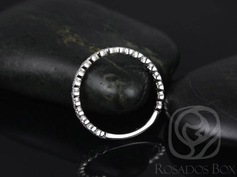 Ready to Ship Petite Bubbles 14kt ROSE Gold Diamonds Bezel WITH Milgrain ALMOST Eternity Band Dainty Ring - Rosados Box