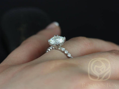 SALE 2ct Ready to Ship Naomi 8mm 14kt FB Moissanite Diamonds Round Solitaire Ring - Rosados Box